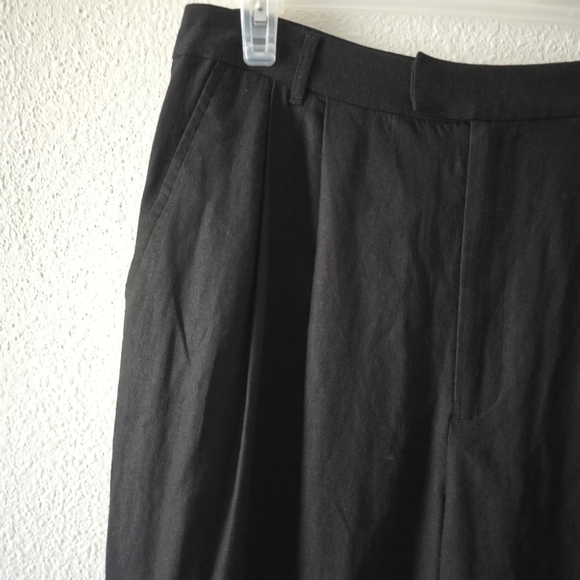 Reformation Earl Relaxed Pleated Wide Leg Trousers Sz 10 Linen Blend Black - Picture 9 of 17